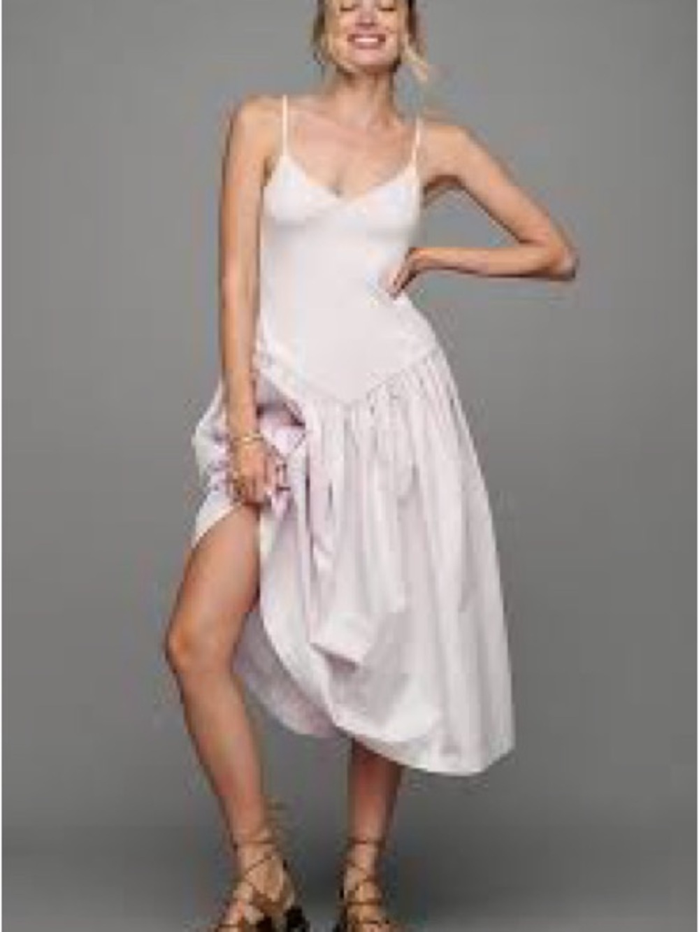 Maeve Sleeveless Ribbed Poplin Twofer Midi Dress large